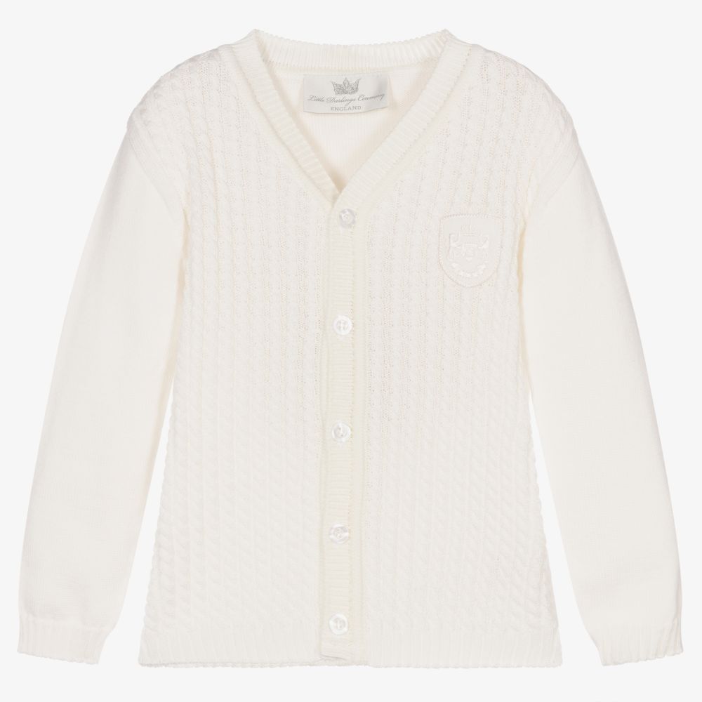 Little Darlings-Ivory Cotton Knit Cardigan | Childrensalon Outlet
