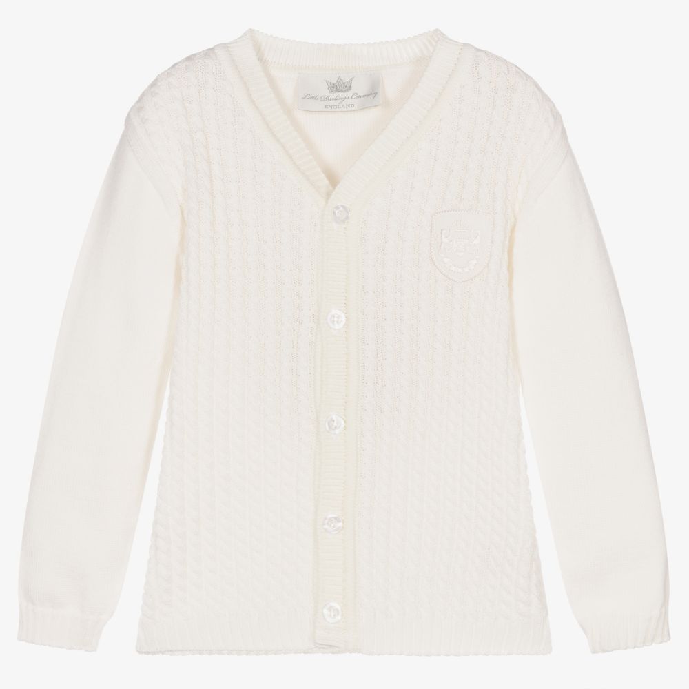 Little Darlings - Ivory Cotton Knit Cardigan | Childrensalon