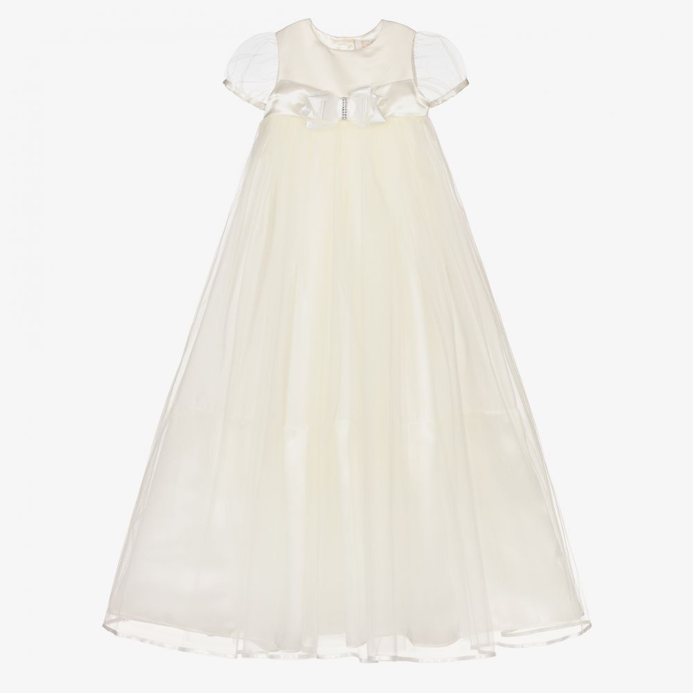 Little Darlings Occasion - Ivory Satin & Tulle Gown | Childrensalon