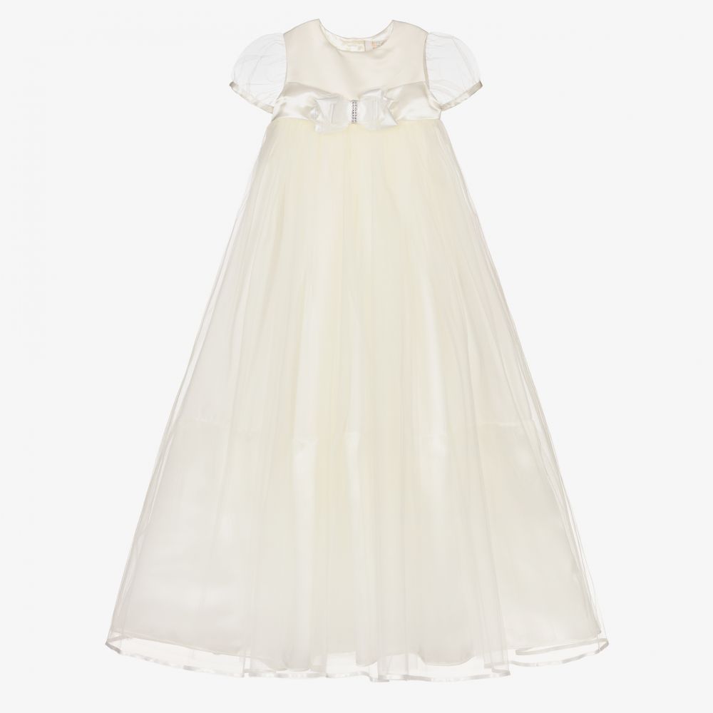 Little Darlings Occasion-Ivory Satin & Tulle Gown | Childrensalon Outlet