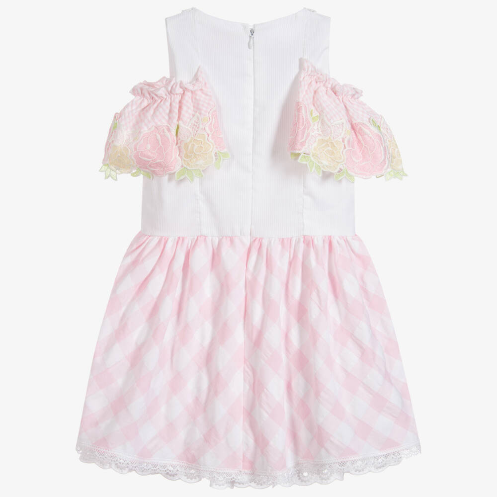 Little Darlings-Pink & White Cotton Dress | Childrensalon Outlet