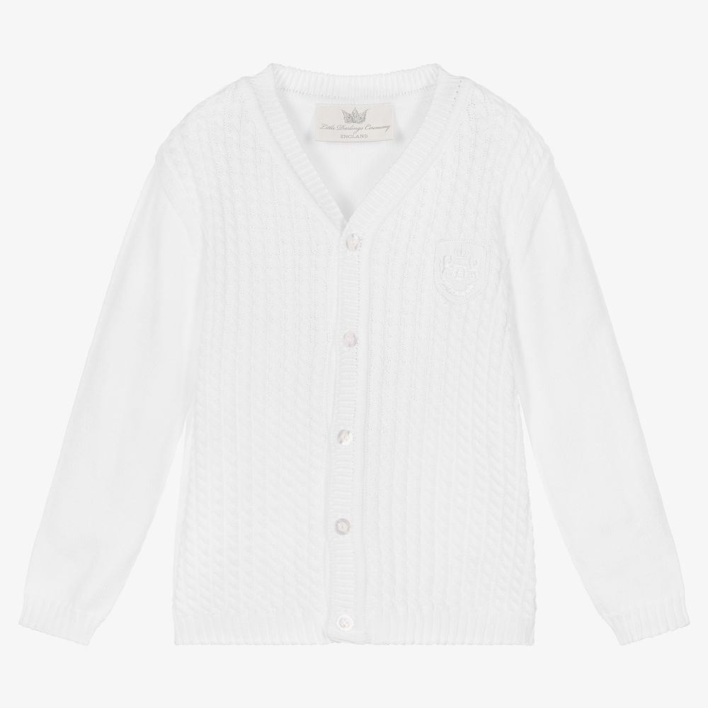 Little Darlings - White Cotton Knit Cardigan | Childrensalon