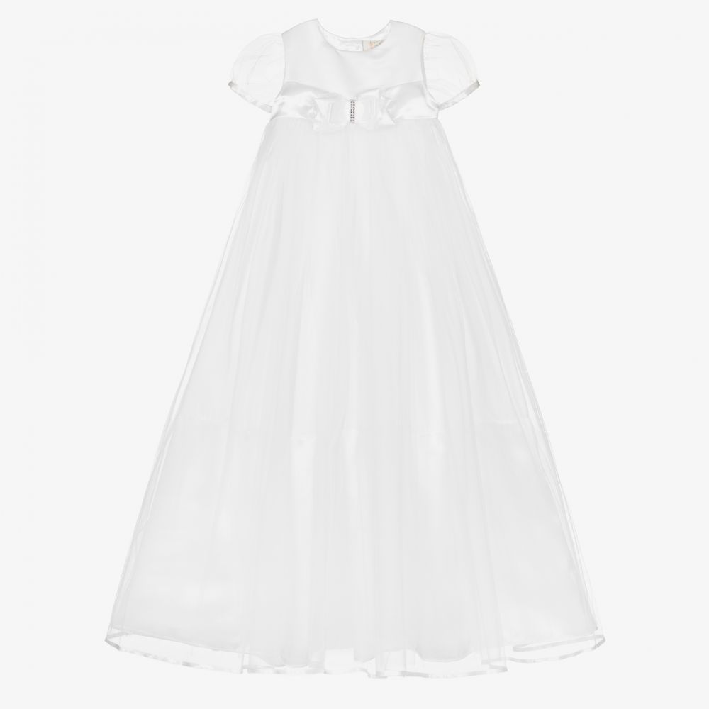 Little Darlings Occasion - White Satin & Tulle Gown | Childrensalon