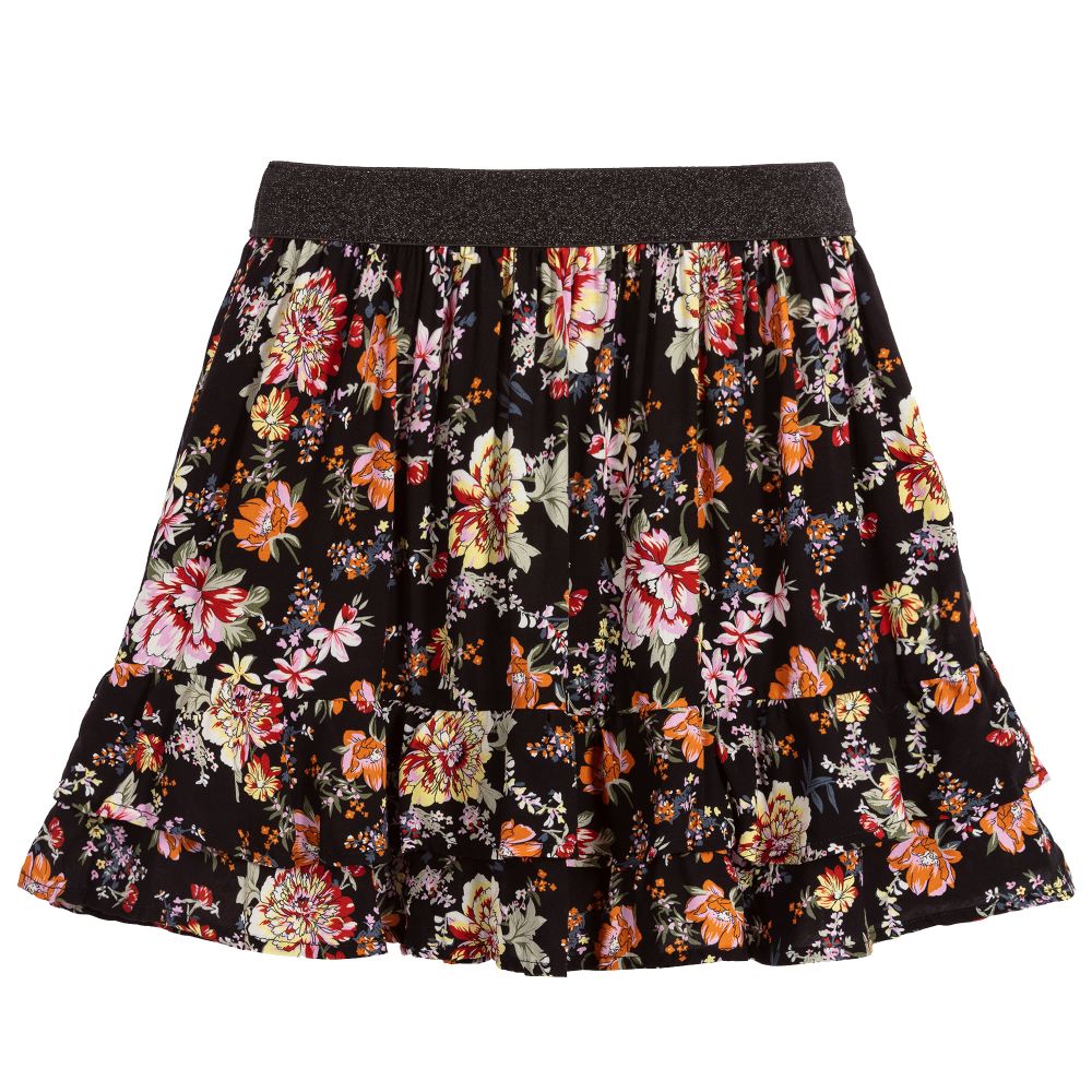 Little Eleven Paris - Teen Girls Black Floral Skirt | Childrensalon