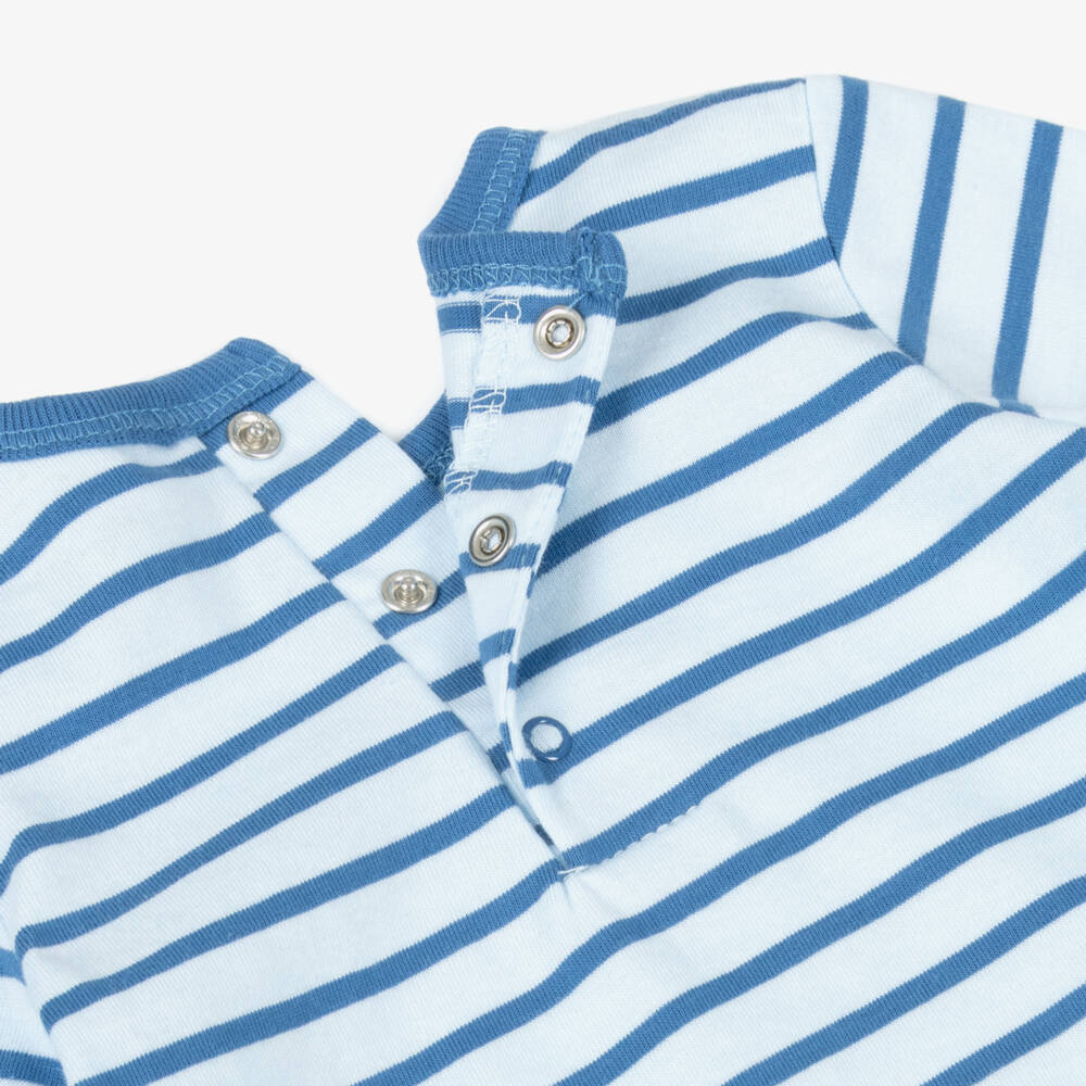 Little Me-Baby Boys Blue Striped Cotton Trouser Set | Childrensalon Outlet