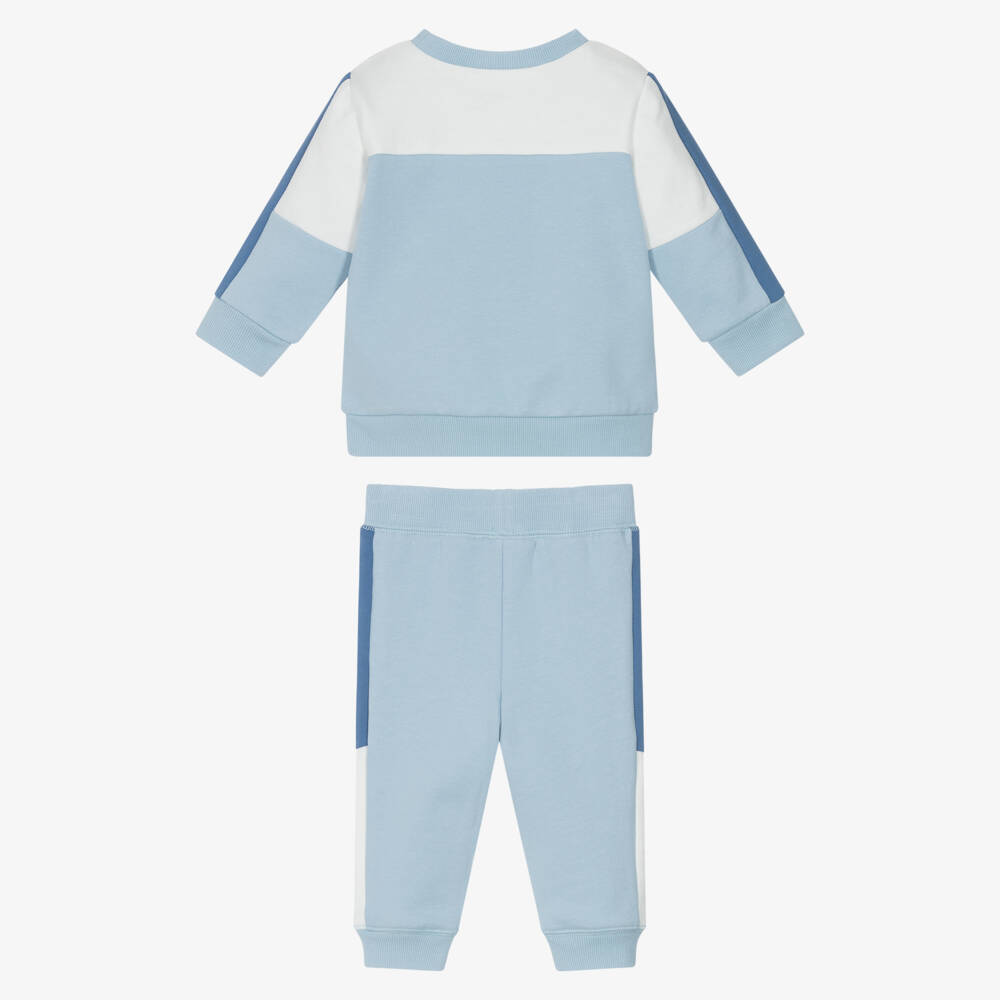 Little Me-Baby Boys Blue & White Cotton Jersey Tracksuit | Childrensalon Outlet