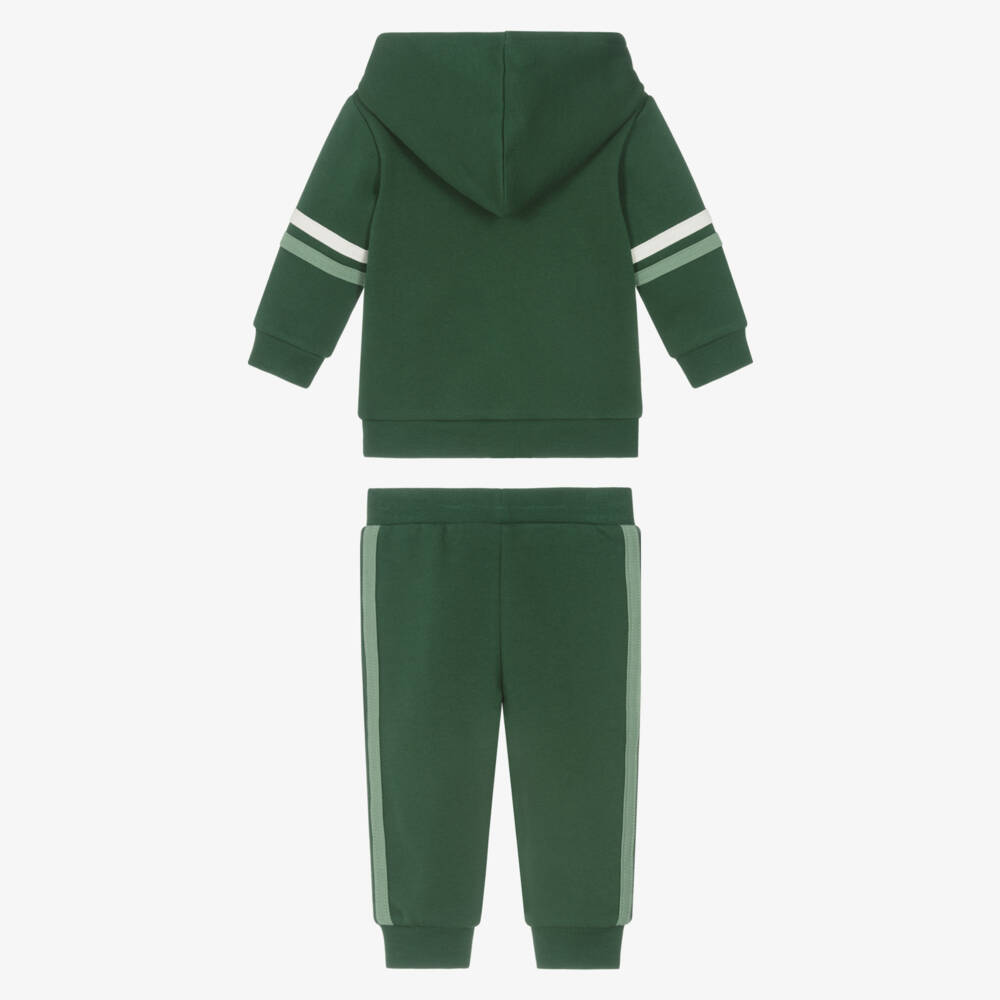 Little Me-Baby Boys Green Cotton Hooded Tracksuit | Childrensalon Outlet