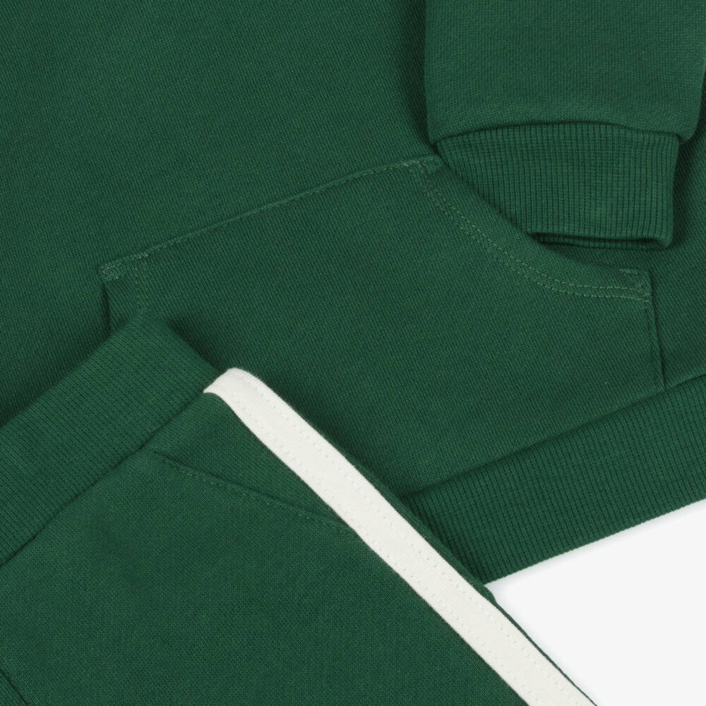 Little Me-Baby Boys Green Cotton Hooded Tracksuit | Childrensalon Outlet