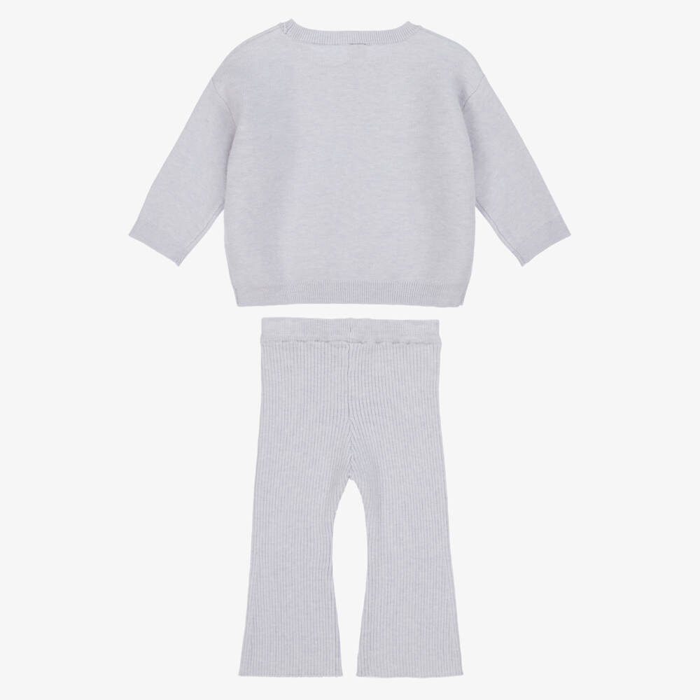Little Me-طقم بناتي رمادي محبوك مع فيونكة | Childrensalon Outlet