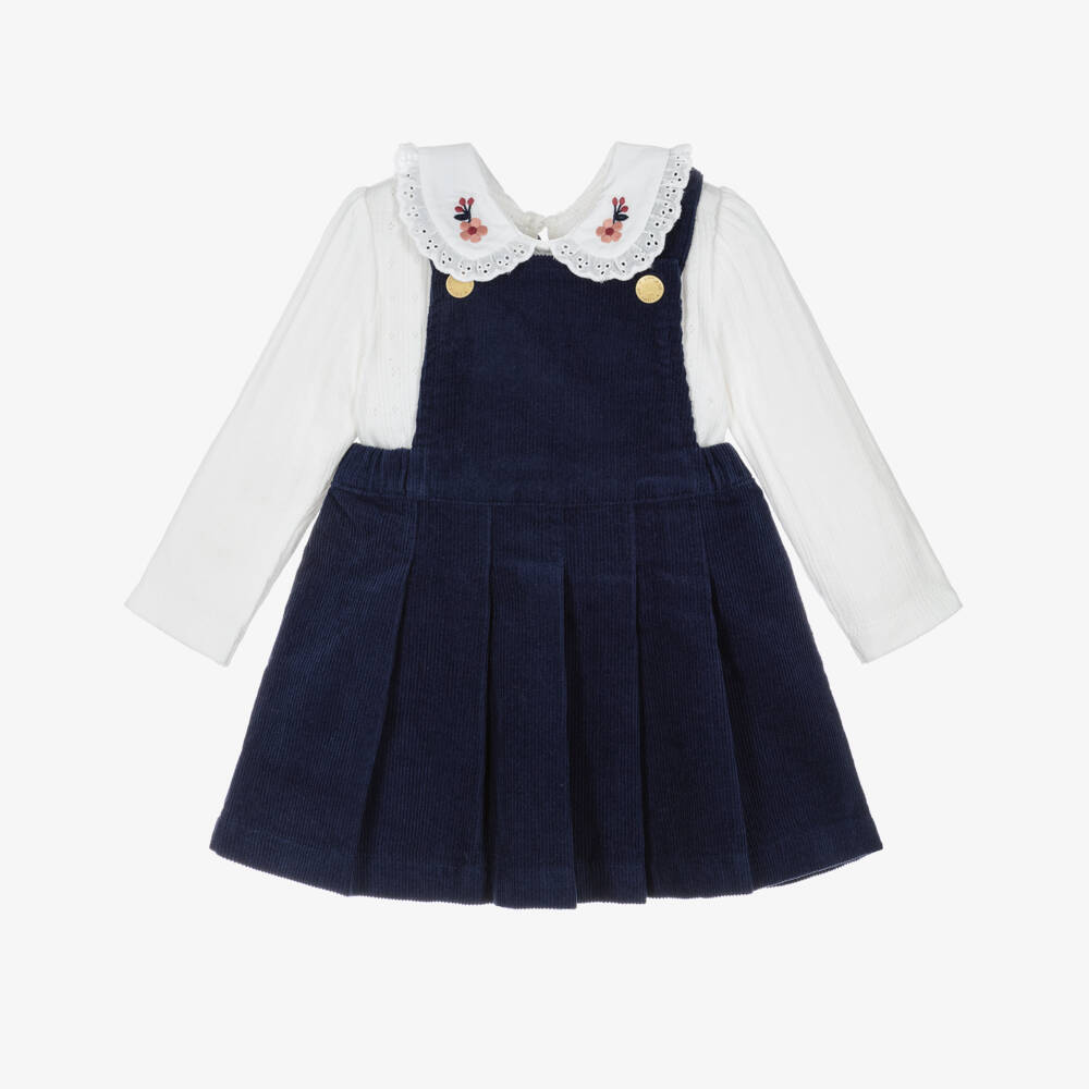 Little Me-Baby Girls Navy Blue Corduroy Dress Set | Childrensalon Outlet