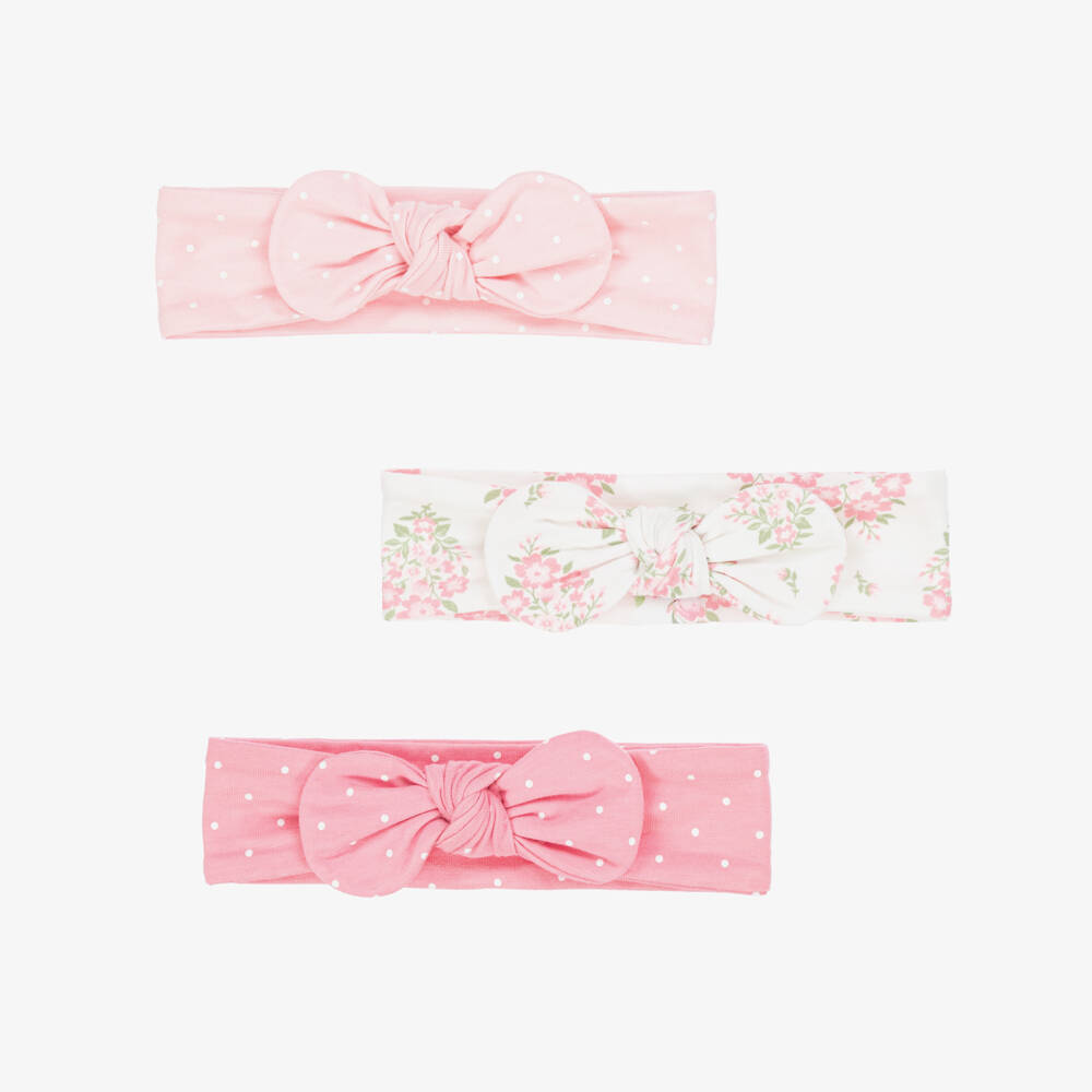 Little Me-Baby Girls Pink Floral & Polka Dot Bow Headbands (3 Pack) | Childrensalon Outlet