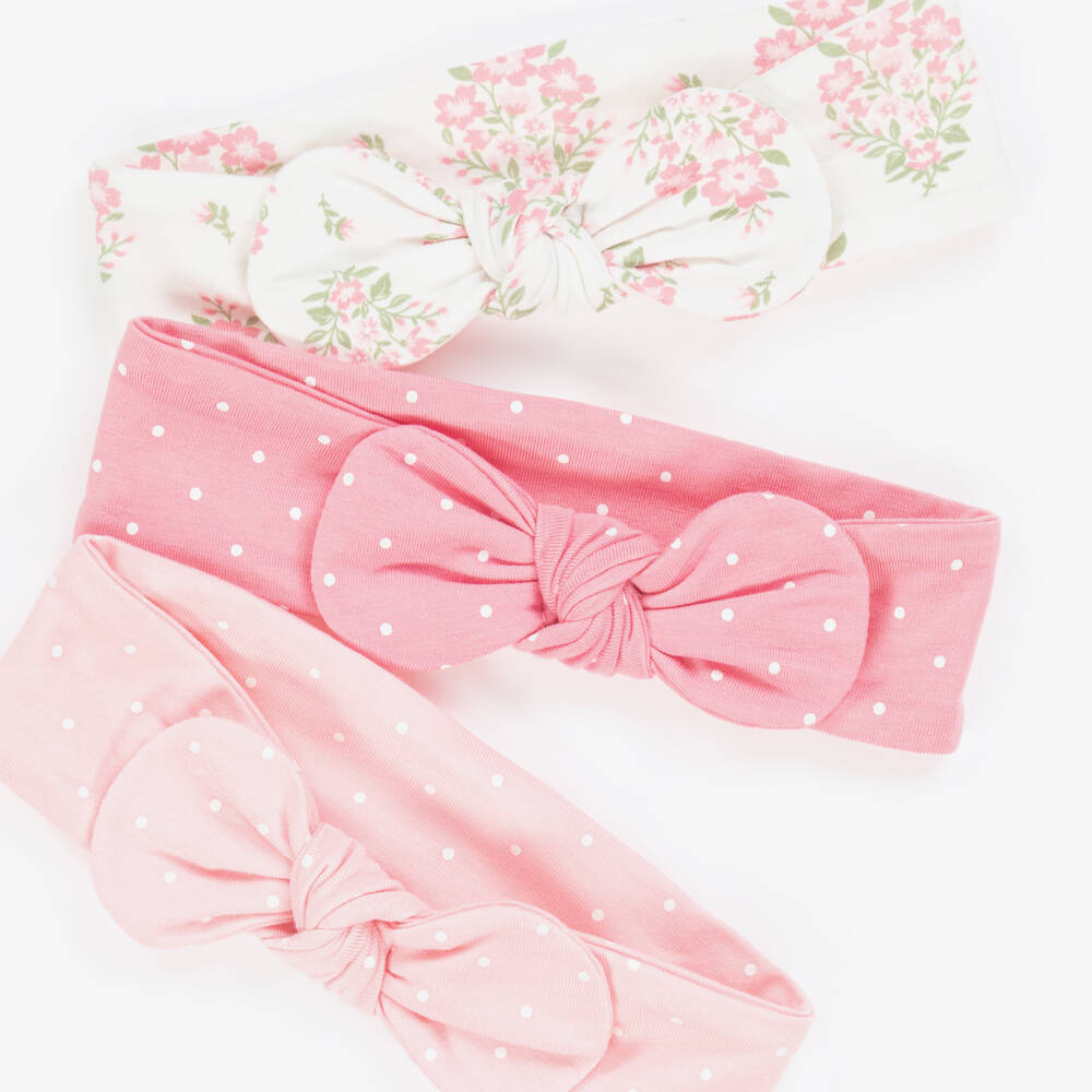 Little Me-Baby Girls Pink Floral & Polka Dot Bow Headbands (3 Pack) | Childrensalon Outlet