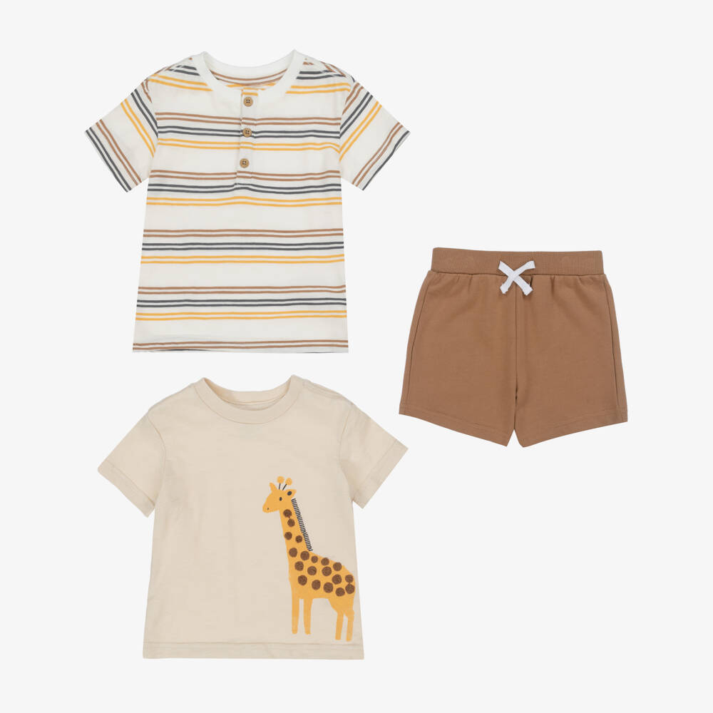 ليتل مي-طقم شورت بيج بطبعة زرافة للأولاد | Childrensalon Outlet