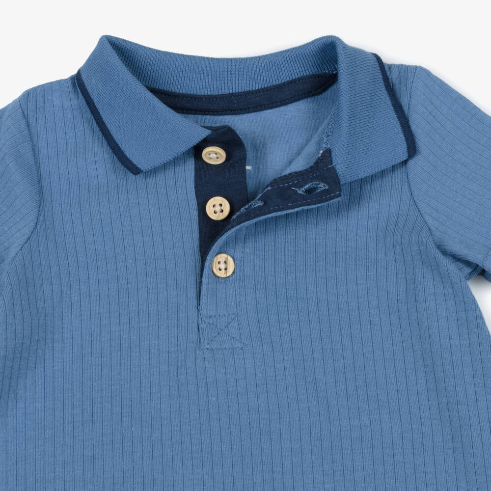 Little Me-Boys Blue Polo Cotton Shortie | Childrensalon Outlet