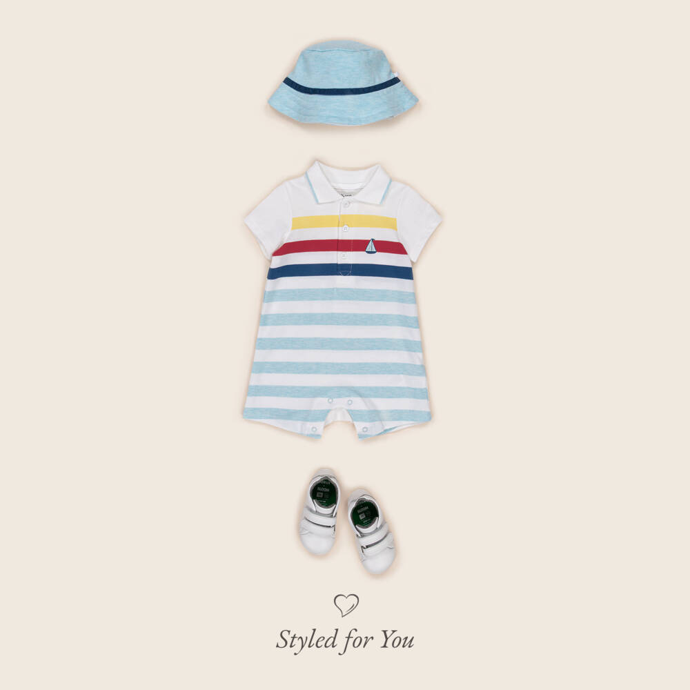 Little Me-Boys Blue Stripe Cotton Ensemble | Childrensalon Outlet