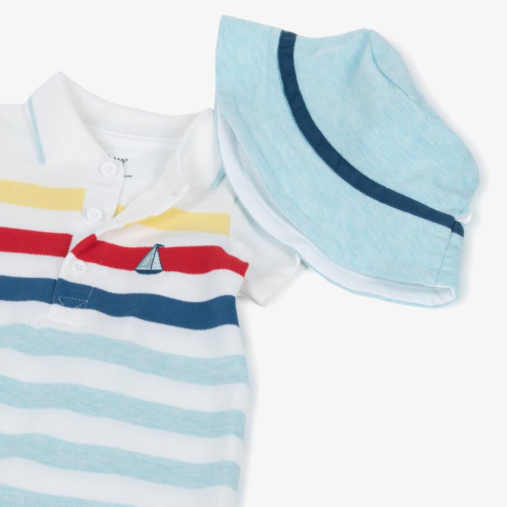 Little Me-Boys Blue Stripe Cotton Ensemble | Childrensalon Outlet