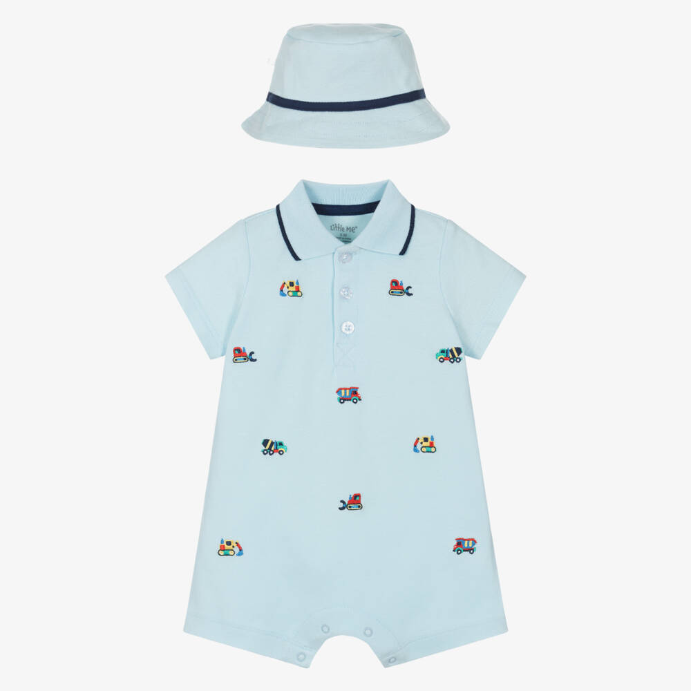 Little Me-Boys Cotton Blue Shortie Set | Childrensalon Outlet