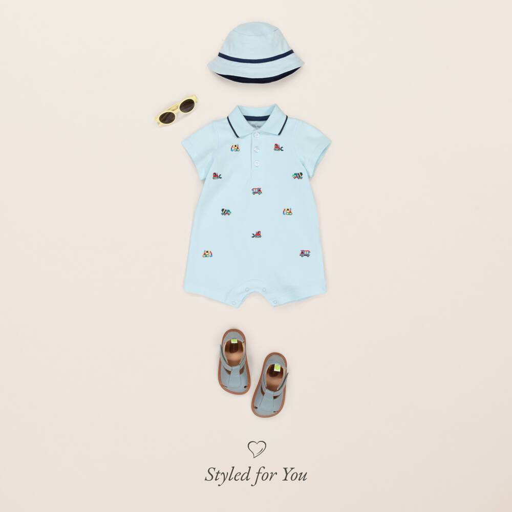 Little Me-Boys Cotton Blue Shortie Set | Childrensalon Outlet