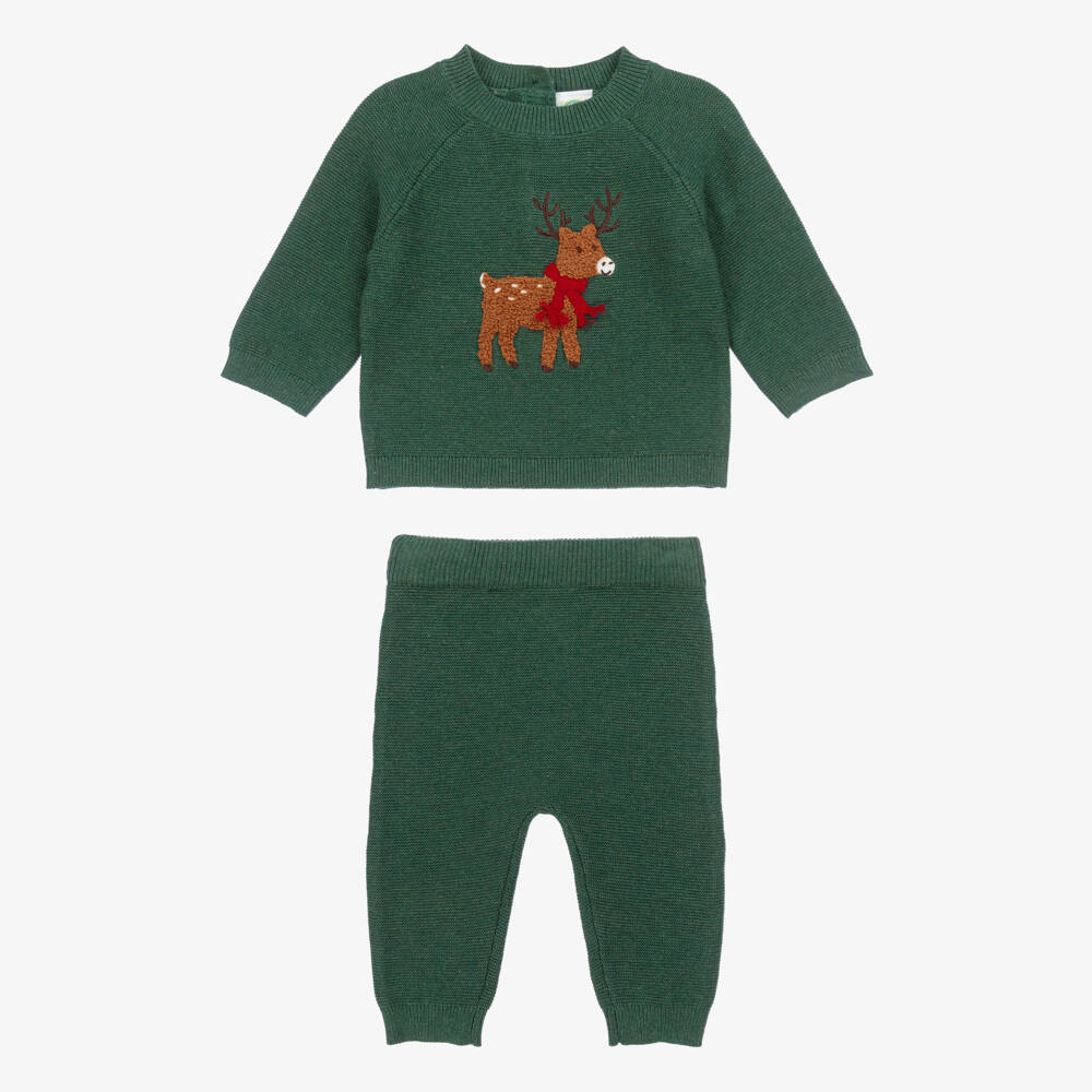 Little Me-Праздничный зеленый вязаный комплект для мальчиков | Childrensalon Outlet
