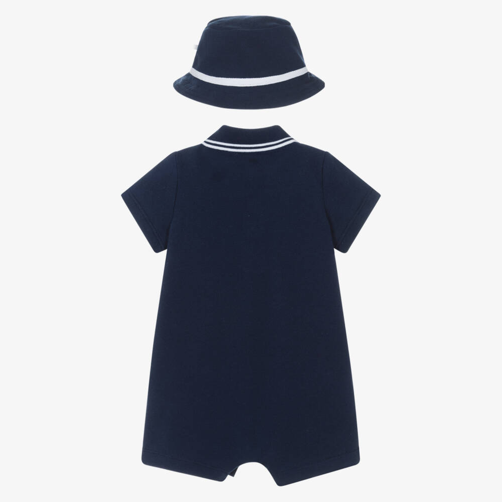 Little Me-Boys Nautical Blue Cotton Romper Set | Childrensalon Outlet