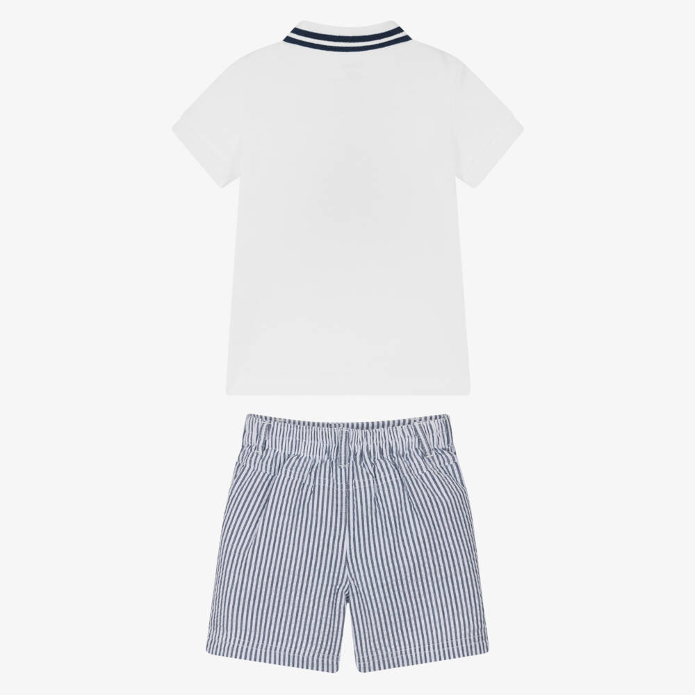 Little Me-Морской комплект рубашка поло и шорты для мальчиков в полоску | Childrensalon Outlet