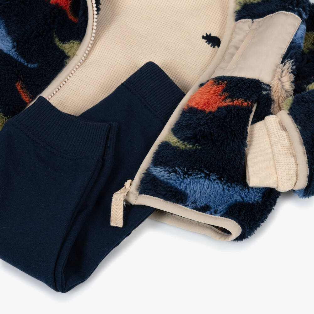 Little Me-Boys Navy Blue Dinosaur Jacket & Trouser Set | Childrensalon Outlet