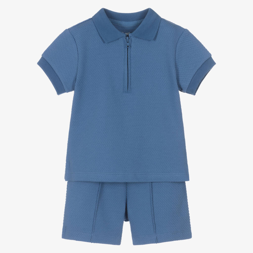 Little Me-Boys Navy Knit Shorts Ensemble | Childrensalon Outlet