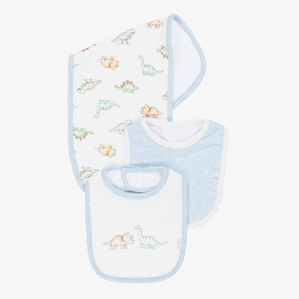 Little Me-Boys Soft Ivory & Blue Dino Set | Childrensalon Outlet