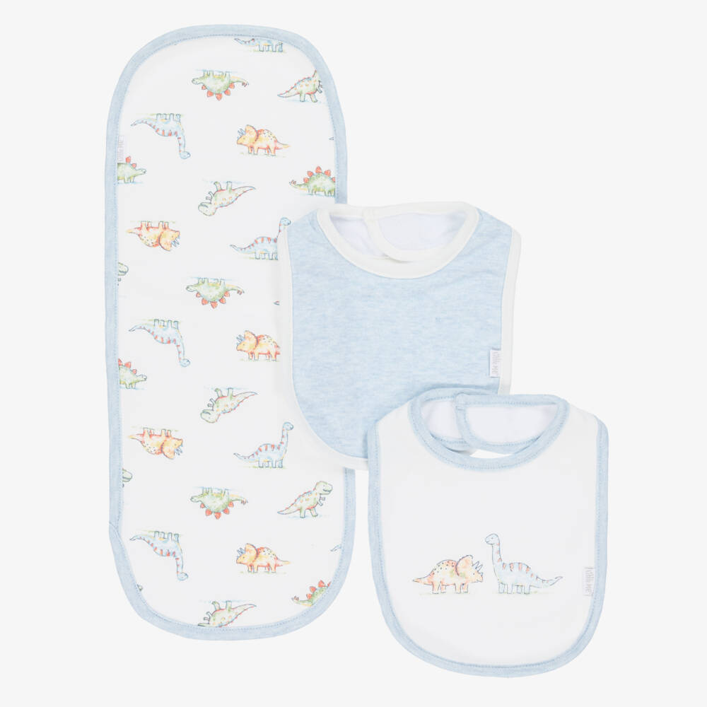 Little Me-Boys Soft Ivory & Blue Dino Set | Childrensalon Outlet