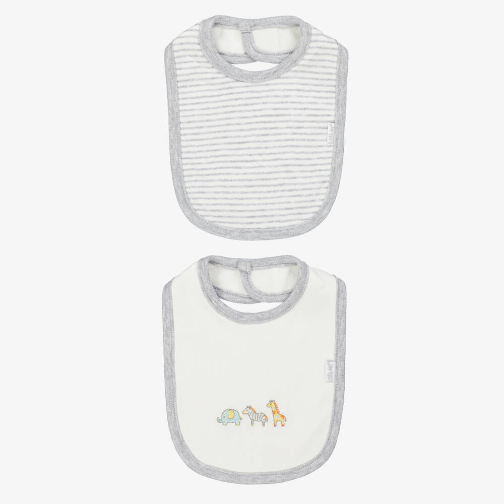 Little Me-Boys White Safari Bib & Cloth Set | Childrensalon Outlet