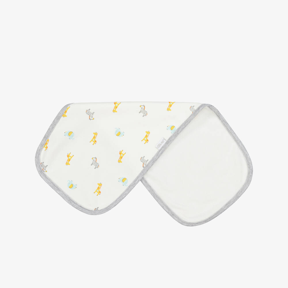 Little Me-Boys White Safari Bib & Cloth Set | Childrensalon Outlet