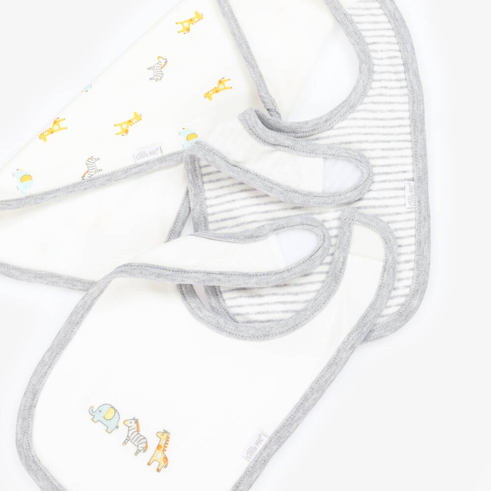 Little Me-Boys White Safari Bib & Cloth Set | Childrensalon Outlet
