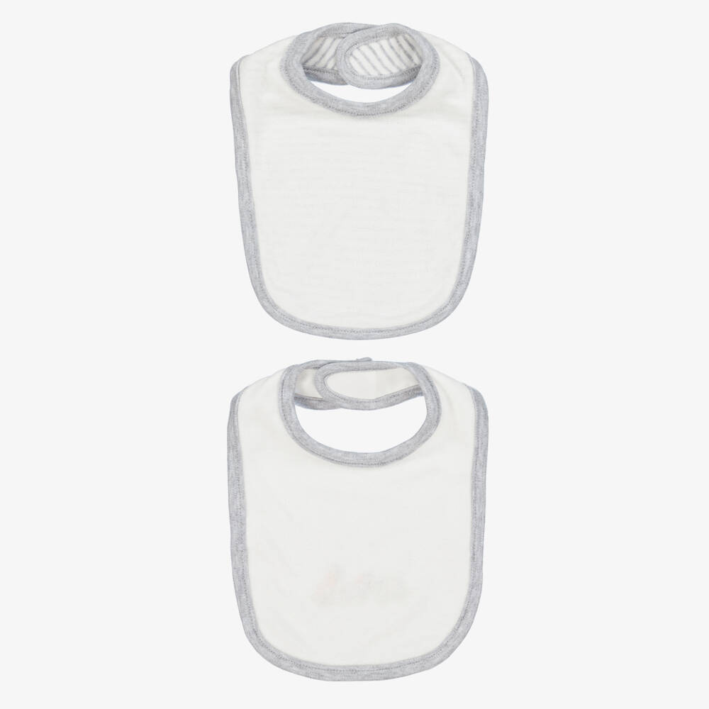 Little Me-Boys White Safari Bib & Cloth Set | Childrensalon Outlet