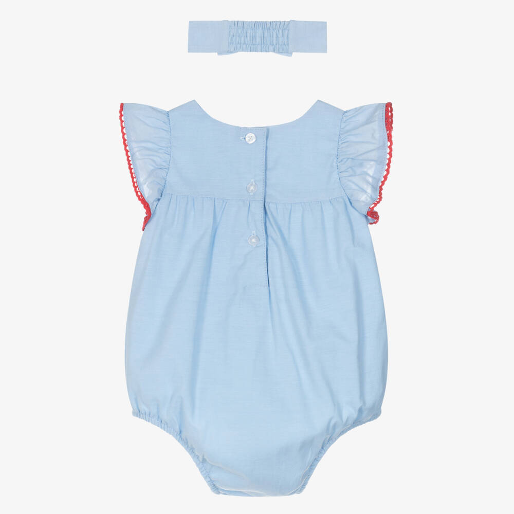 Little Me-Girls Blue Cherry Cotton Ensemble | Childrensalon Outlet
