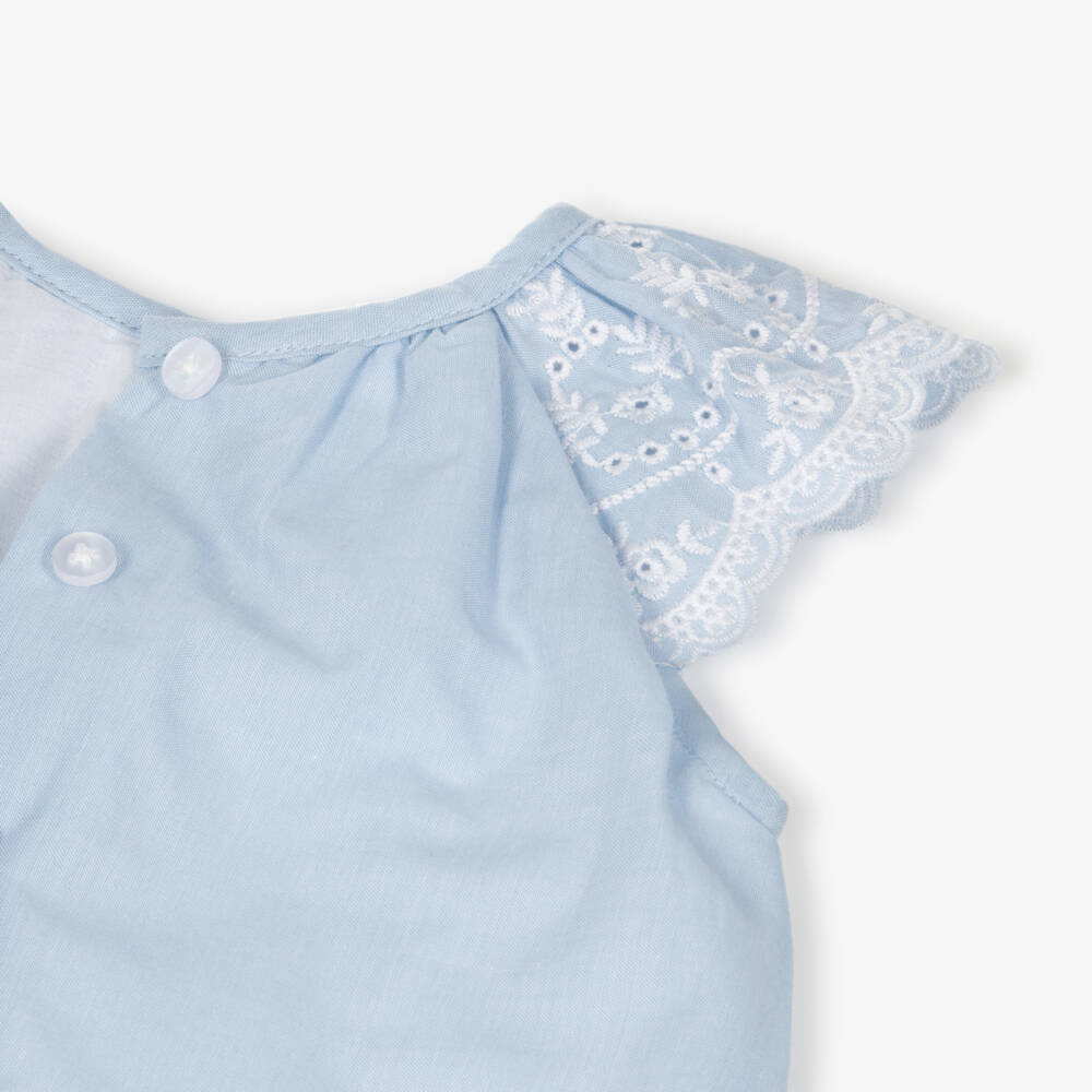 Little Me-Girls Blue Eyelet Shorts Ensemble | Childrensalon Outlet