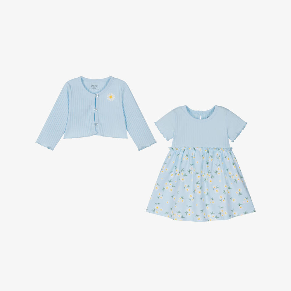 Little Me-Girls Blue Floral Cotton Dress Ensemble | Childrensalon Outlet