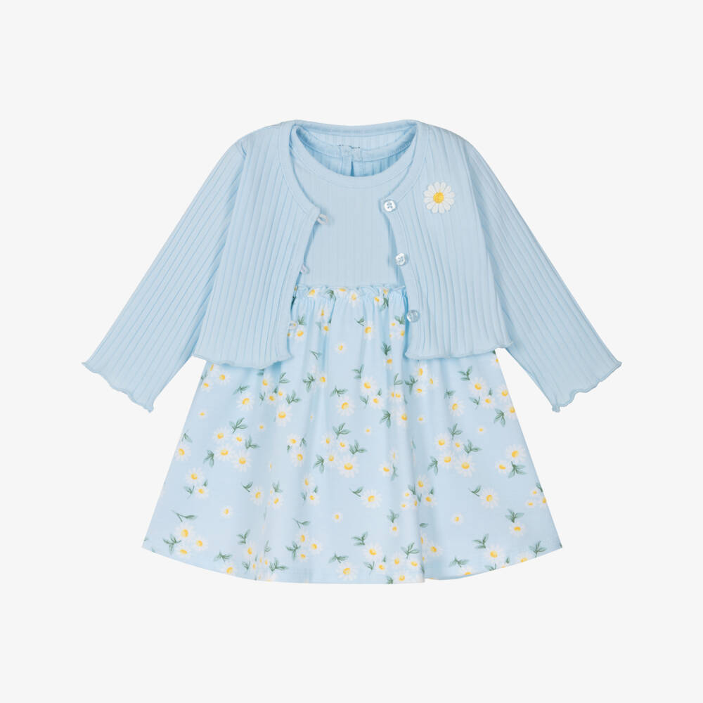 Little Me-Girls Blue Floral Cotton Dress Ensemble | Childrensalon Outlet
