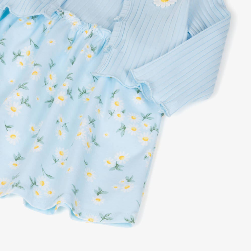 Little Me-Girls Blue Floral Cotton Dress Ensemble | Childrensalon Outlet