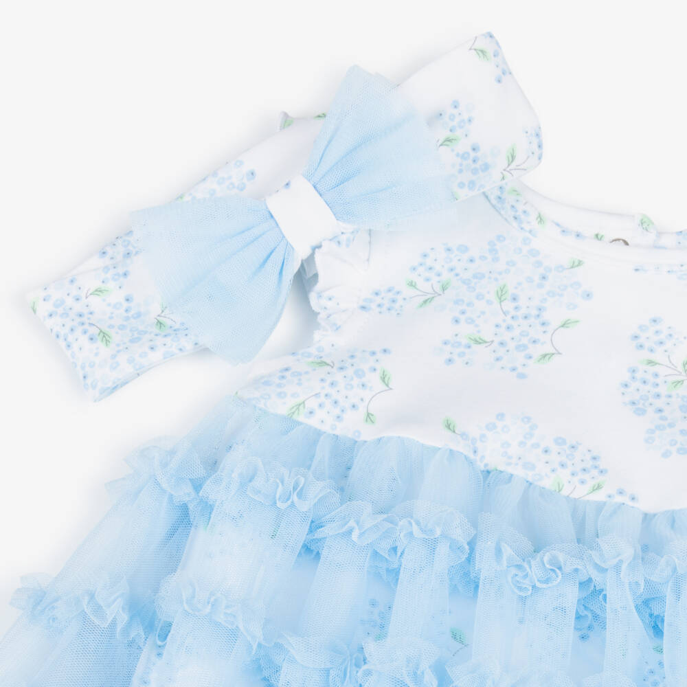 ليتل مي-فستان قطني أزرق مزهر للبنات | Childrensalon Outlet