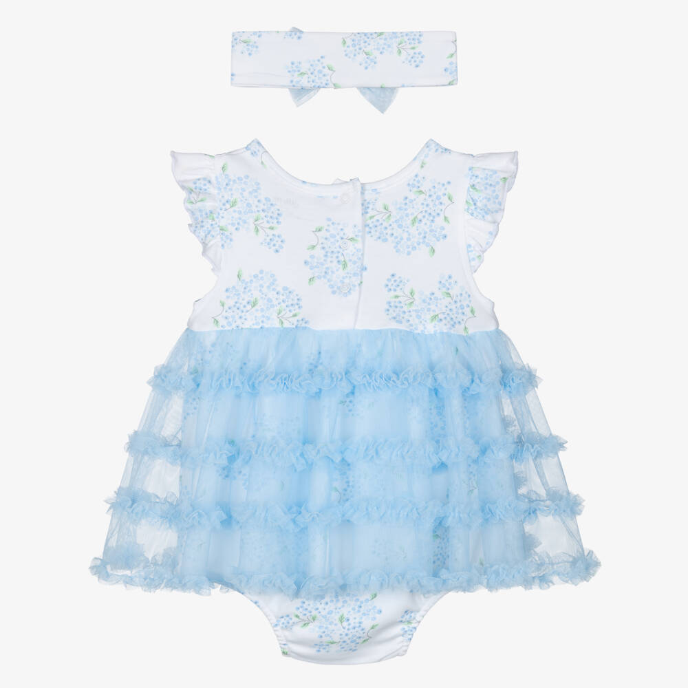 ليتل مي-فستان قطني أزرق مزهر للبنات | Childrensalon Outlet