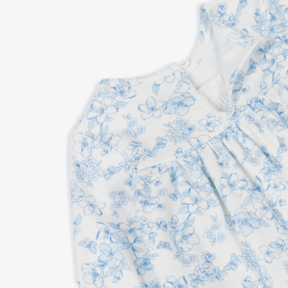 Little Me-Girls Blue Floral Cotton Jersey Leggings Set | Childrensalon Outlet