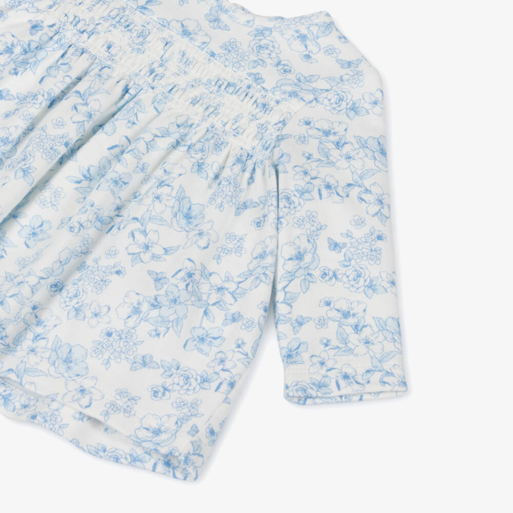 Little Me-Girls Blue Floral Cotton Jersey Leggings Set | Childrensalon Outlet