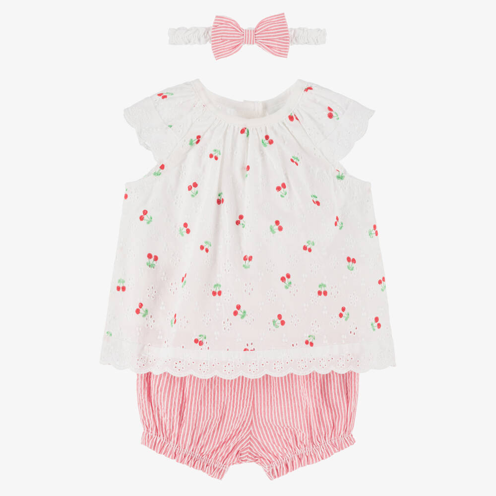 Little Me-طقم بناتي قطن بتصميم الكرز الفاخر | Childrensalon Outlet