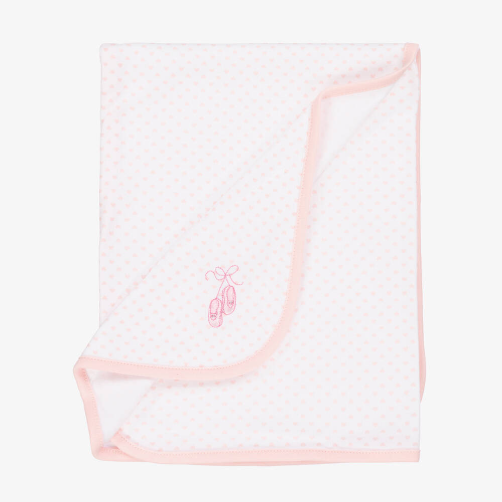 Little Me-Girls Cotton Heart-Print Blanket in Pink | Childrensalon Outlet