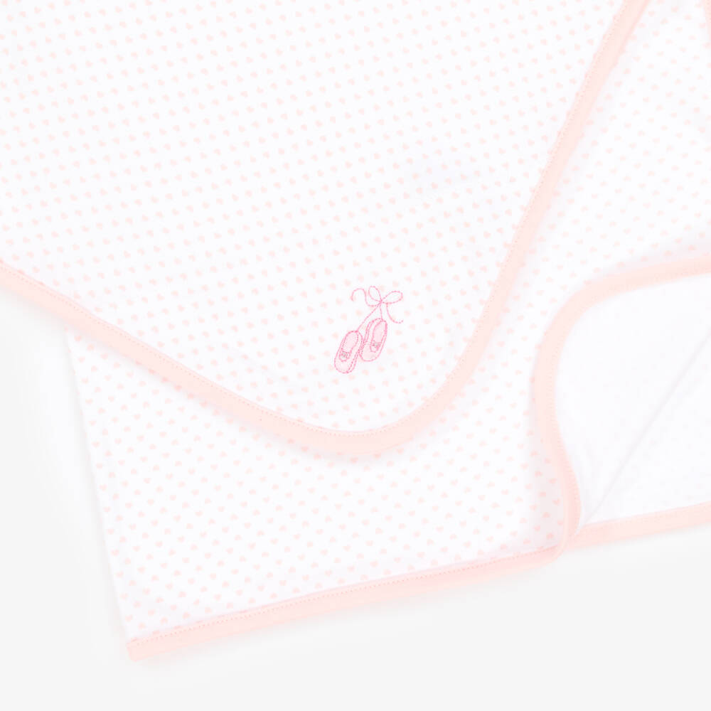 Little Me-Girls Cotton Heart-Print Blanket in Pink | Childrensalon Outlet