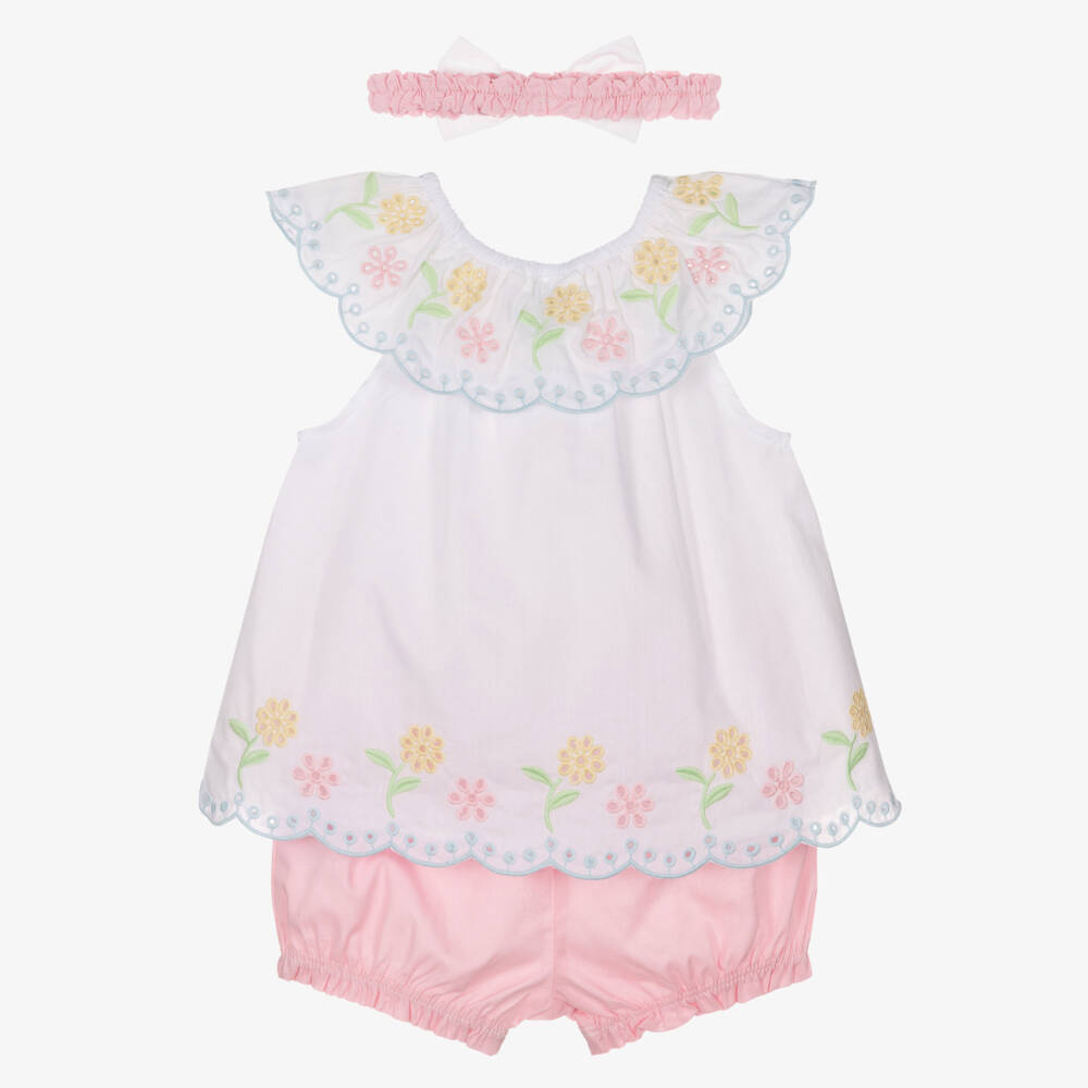 Little Me-Girls Delicate Pink Embroidered Set | Childrensalon Outlet