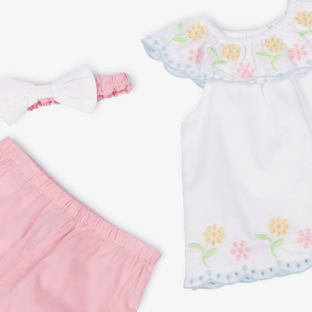 Little Me-Girls Delicate Pink Embroidered Set | Childrensalon Outlet