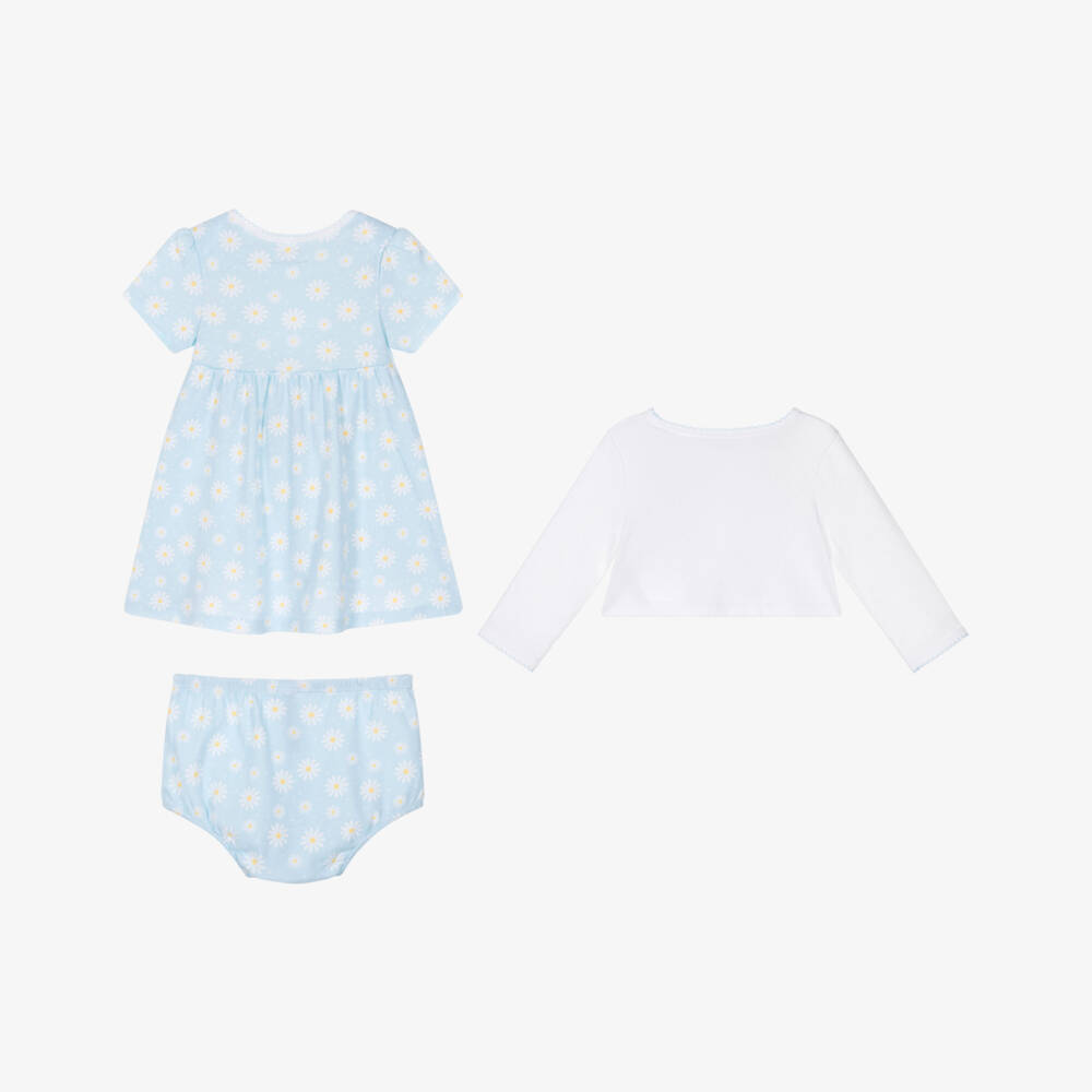 Little Me-Girls' Knitted Blue Daisy Ensemble | Childrensalon Outlet