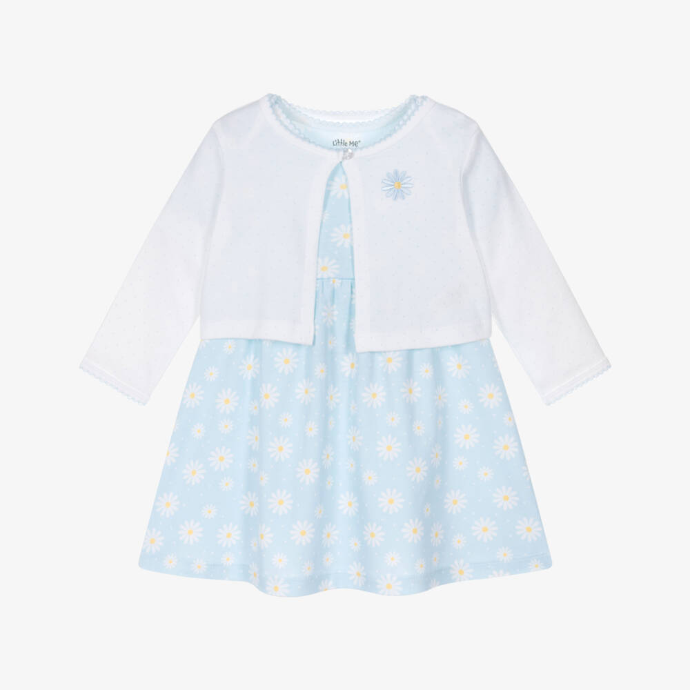 Little Me-Girls' Knitted Blue Daisy Ensemble | Childrensalon Outlet