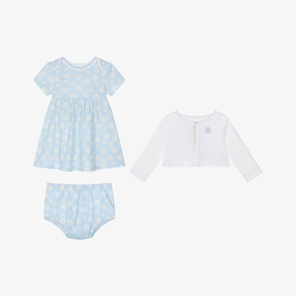 Little Me-Girls' Knitted Blue Daisy Ensemble | Childrensalon Outlet